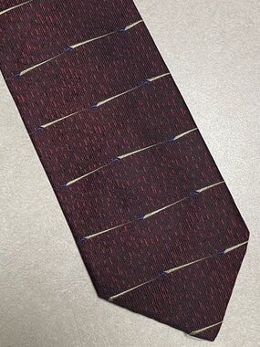 Fratelli Tie Men's OS Burgundy Patterned 100% Silk Neck Tie - Made in Italy